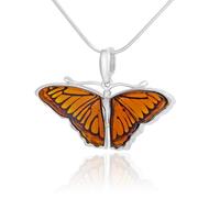 AMBEDORA Collier papillon en argent sterling 925 avec pendentif en ambre - E23 M