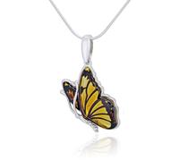 AMBEDORA Collier papillon Menelaus E21 en argent avec ambre et pendentif en argent sterling 925 sur une chaîne