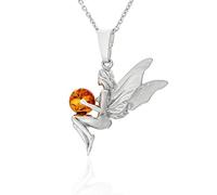 AMBEDORA Collier pour Femmes Elfe avec Boule D'ambre, Argent Sterling Poli, Ambre Baltique de Couleur Cognac, Pendentif en Argent avec Chaîne