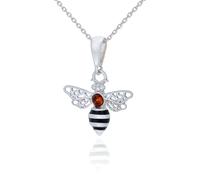 AMBEDORA Mod.14 Petit collier pour femme avec ambre, argent sterling oxydé, ambre de la Baltique de couleur cognac, pendentif en argent sur chaîne