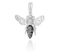 AMBEDORA Pendentif en argent sterling poli pour femme Mod.16 avec ambre vert