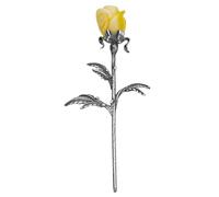 AMBEDORA Rose éternelle en argent sterling oxydé, rose d'ambre sculptée à la main, petite rose éternelle en argent avec tête d'ambre de couleur laiteuse, 4,5 g