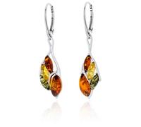 AMBEDORA Sabine Boucles d'oreilles pour femme en argent avec ambre, argent sterling poli et ambre de la Baltique de couleur cognac, vert, citron, Argent sterling