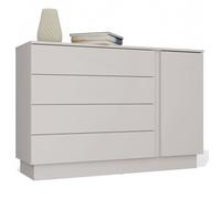AMBER - Commode 125cm 1 porte 4 tiroirs pour chambre - Beige