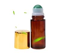 Amber Glass RollOn Vessel | Fifty Milliliter Refillable Crystal Sphere Travel Container | Aromatherapy Perfume Oil Blend Gym Purse Hygiene Camping Gift SelfCare Relaxation Spa Wellness Beauty