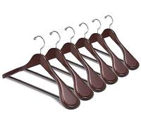 Amber Home Lot de 10 Antique Cintres de Luxe en Bois Massif Noyer Marron 44.5cm, de Épaules Larges(5.8cm), pour Manteau Costume Veste, avec Barre Ronde Antidérapante