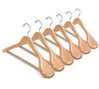 Amber Home Lot de 10 Cintres de Luxe en Bois Massif Naturel 44.5cm, de Épaules Larges(5.8cm), pour Manteau Costume Veste, avec Barre Ronde Antidérapante
