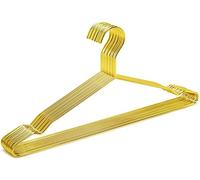 Amber Home Lot de 10 Cintres de Vêtements en Fer Métal Or Doré 43cm, Élégants et de Qualité, pour Costumes T-Shirts Chemises Vestes Robes, Encoches Antidérapantes, Durables