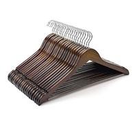 Amber Home Lot de 10 Cintres en Bois Antique 44.5cm, Robustes et Lisses, Retro Cintre pour T-Shirts Costumes Chemise Manteaux Robe, avec Encoches et Barre