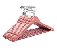 Amber Home Lot de 10 Cintres en Bois de Cèdre Rouge Aaromatique 44.5cm, pour T-Shirts Costumes Chemise Manteaux Robe, avec Encoches et Barre