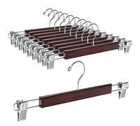 Amber Home Lot de 10 cintres en bois de noyer massif de 36 cm avec 2 clips antirouille réglables (noyer)