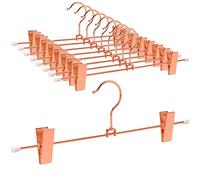 Amber Home Lot de 10 Cintres en Fer Métal Cuivre Rouge Or Rosé 30cm, pour Pantalons Jupes Chaussettes sous-Vêtements, Cintre Antidérapants avec Pinces