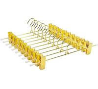 Amber Home Lot de 10 Cintres en Fer Métal Or Doré 30cm, pour Pantalons Jupes Chaussettes sous-Vêtements, Cintre Antidérapants avec Pinces