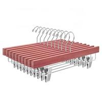 Amber Home Lot de 12 cintres en bois de cèdre rouge américain avec 2 clips réglables, cintres bas pour pantalons, jeans, shorts