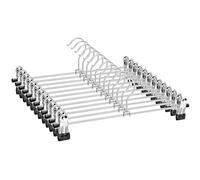 Amber Home Lot de 12 Cintres en Fer Métal Chromé 30cm, pour Pantalons Jupes Chaussettes sous-Vêtements, Cintre Antidérapants avec Pinces