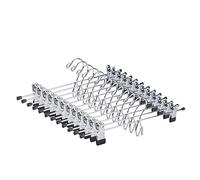 Amber Home Lot de 12 cintres en métal Robustes ajoutés pour Pantalons, Jupes, cintres empilables avec 2 Clips réglables, cintres en Cascade pour économiser de l'espace pour Jeans, Pantalons (Clip