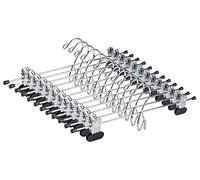 Amber Home Lot de 12 cintres Robustes en métal pour Pantalons, Jupes, cintres empilables avec 2 Clips réglables, cintres à Clips en Cascade pour économiser de l'espace pour Jeans, Pantalons