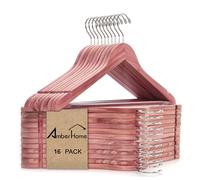 Amber Home Lot de 16 cintres en bois de cèdre rouge américain, finition lisse, avec crochet pivotant et encoches pour costumes, chemises, robes, vestes, pantalons