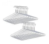 Amber Home Lot de 20 Cintres de Vêtements en Fer Métal Chromé Argenté 43cm, Élégants et de Qualité, pour Costumes T-Shirts Chemises Vestes Robes, Durables