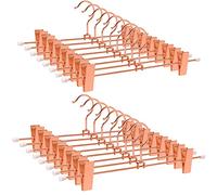 Amber Home Lot de 24 cintres en métal doré Rose cuivré avec Deux Clips antidérapants réglables, 30,5 cm pour Pantalons avec Crochet pivotant