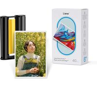 Amber M100/M200 Pack of 40 Photo Papers and 1 Ink Cartridge for Photo Printer 10 x 15 cm 4x6 Format and Tri-Colour Ink Cartridges for Thermal Sublimation