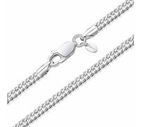 Amberta® Bijoux - Collier - Chaîne Argent 925/1000 - Maille Losange Gourmette - Largeur 2 mm - Longueur 40 45 50 55 cm