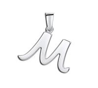 Amberta Bijoux - Pendentif en Forme de Initiale en Argent Sterling 925 - Charm Classique pour Femme à la Mode - Lettre M