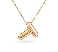 Amberta Collier de Lettres à Bulles en Or pour Femme et Adolescentes | Pendentif Initiale en Acier Inoxydable Plaqué Or 18 Carats Bubble Balloon Lettre Épaisse Chaîne Personnalisée Prénom: T