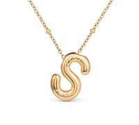 Amberta Collier de Lettres à Bulles en Or pour Femme et Adolescentes | Pendentif Initiale en Acier Inoxydable Plaqué Or 18 Carats Bubble Balloon Lettre Épaisse Chaîne Personnalisée Prénom: S