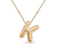 Amberta Collier de Lettres à Bulles en Or pour Femme et Adolescentes | Pendentif Initiale en Acier Inoxydable Plaqué Or 18 Carats Bubble Balloon Lettre Épaisse Chaîne Personnalisée Prénom: K