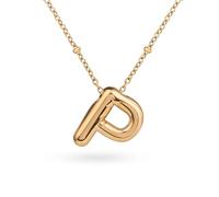 Amberta Collier de Lettres à Bulles en Or pour Femme et Adolescentes | Pendentif Initiale en Acier Inoxydable Plaqué Or 18 Carats Bubble Balloon Lettre Épaisse Chaîne Personnalisée Prénom: P