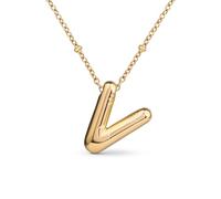 Amberta Collier de Lettres à Bulles en Or pour Femme et Adolescentes | Pendentif Initiale en Acier Inoxydable Plaqué Or 18 Carats Bubble Balloon Lettre Épaisse Chaîne Personnalisée Prénom: V