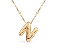 Amberta Collier de Lettres à Bulles en Or pour Femme et Adolescentes | Pendentif Initiale en Acier Inoxydable Plaqué Or 18 Carats Bubble Balloon Lettre Épaisse Chaîne Personnalisée Prénom: N