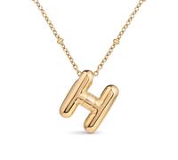 Amberta Collier de Lettres à Bulles en Or pour Femme et Adolescentes | Pendentif Initiale en Acier Inoxydable Plaqué Or 18 Carats Bubble Balloon Lettre Épaisse Chaîne Personnalisée Prénom: H