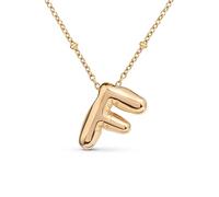 Amberta Collier de Lettres à Bulles en Or pour Femme et Adolescentes | Pendentif Initiale en Acier Inoxydable Plaqué Or 18 Carats Bubble Balloon Lettre Épaisse Chaîne Personnalisée Prénom: F