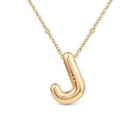 Amberta Collier de Lettres à Bulles en Or pour Femme et Adolescentes | Pendentif Initiale en Acier Inoxydable Plaqué Or 18 Carats Bubble Balloon Lettre Épaisse Chaîne Personnalisée Prénom: J