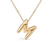Amberta Collier de Lettres à Bulles en Or pour Femme et Adolescentes | Pendentif Initiale en Acier Inoxydable Plaqué Or 18 Carats Bubble Balloon Lettre Épaisse Chaîne Personnalisée Prénom: M