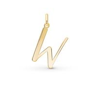 Amberta Pendentif Initiale en Or Jaune 14ct pour Femme | Pendentif Lettre en Or Massif | Pendentifs Seuls sans Chaîne: Lettre W