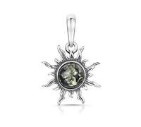 Amberta Pendentif Soleil en Argent Sterling 925 avec Ambre de Différentes Couleurs