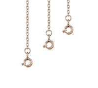 Amberta Set de 3 Rallonges pour Chaînes en Argent Sterling 925 Plaquée Or Rose 14K - Kit de Chaînes d'Extension 2 mm pour Bracelets et Bracelets de Cheville pour Femme - Longueurs: 25, 50, 100 mm