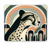 Ambesonne Tapis de souris guépard, pastel du milieu du siècle, moderne, minimaliste, ovales verticaux et animaux sauvages, tapis de souris rectangulaire en caoutchouc antidérapant, taille standard