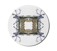Ambesonne Tapis de souris victorien pour ordinateur, cadre avec 2 filles volant à 2 chouettes, 2 chasseurs, animaux sauvages, jungle, rond, antidérapant, en caoutchouc épais, moderne, rond, 20,3 cm