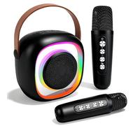 Ambesty Karaoke Enfant avec 2 Microphones sans Fil, Micro Portables Karaoké, Jouet de Karaoké Bluetooth avec Voix Change et LED Lumière pour 3-12 Enfant Fille Cadeau Chanter Adulte (Noir)