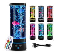 Ambesty Lampe à Lave avec Poisson - USB LED 29 cm, 16 Couleurs Changeantes - Lampe à Bulles d'Ambiance pour Enfants - Cadeau de Noël et Décoration de Chambre