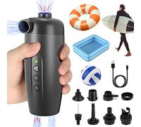 Ambesty Pompe à Air Électrique 15PSI, Gonfleur Électrique Rechargeable avec 7 Buses d'air et Adaptateur,Gonfleur Dégonfleur Rapide 2 en 1 pour Bateau Pneumatique/Kayak/Matelas Camping/Pataugeoire