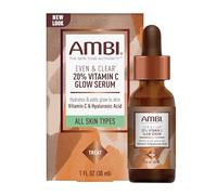 Ambi Even & Clear Sérum à la vitamine C infusé et brillant pour tous les types de peau pour une peau propre, une peau claire, un teint uniforme, extrait de 300 ml