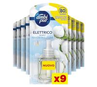 Ambi Parfumeur d'ambiance nuages de coton, 9 recharges pour diffuseur d'ambiance, désodorisant ambiants, élimine les odeurs, utiliser en chaque morceau, chaque recharge a une durée de vie jusqu'à 80 jours de parfum