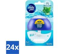 Ambi Pur - Bloc WC - 5 en 1 - Eau fraîche & Menthe - 1 bloc - Pack avantage - 24 pièces