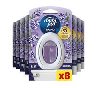 Ambi Pur Lot de 8 désodorisants pour salle de bain, parfum lavande avec technologie d'élimination des odeurs, durée de vie jusqu'à 50 jours par désodorisant