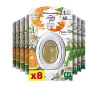 Ambi Pur Lot de 8 désodorisants pour salle de bain, parfum orange, diffuseur avec technologie d'élimination des odeurs, durée de vie jusqu'à 50 jours par désodorisant